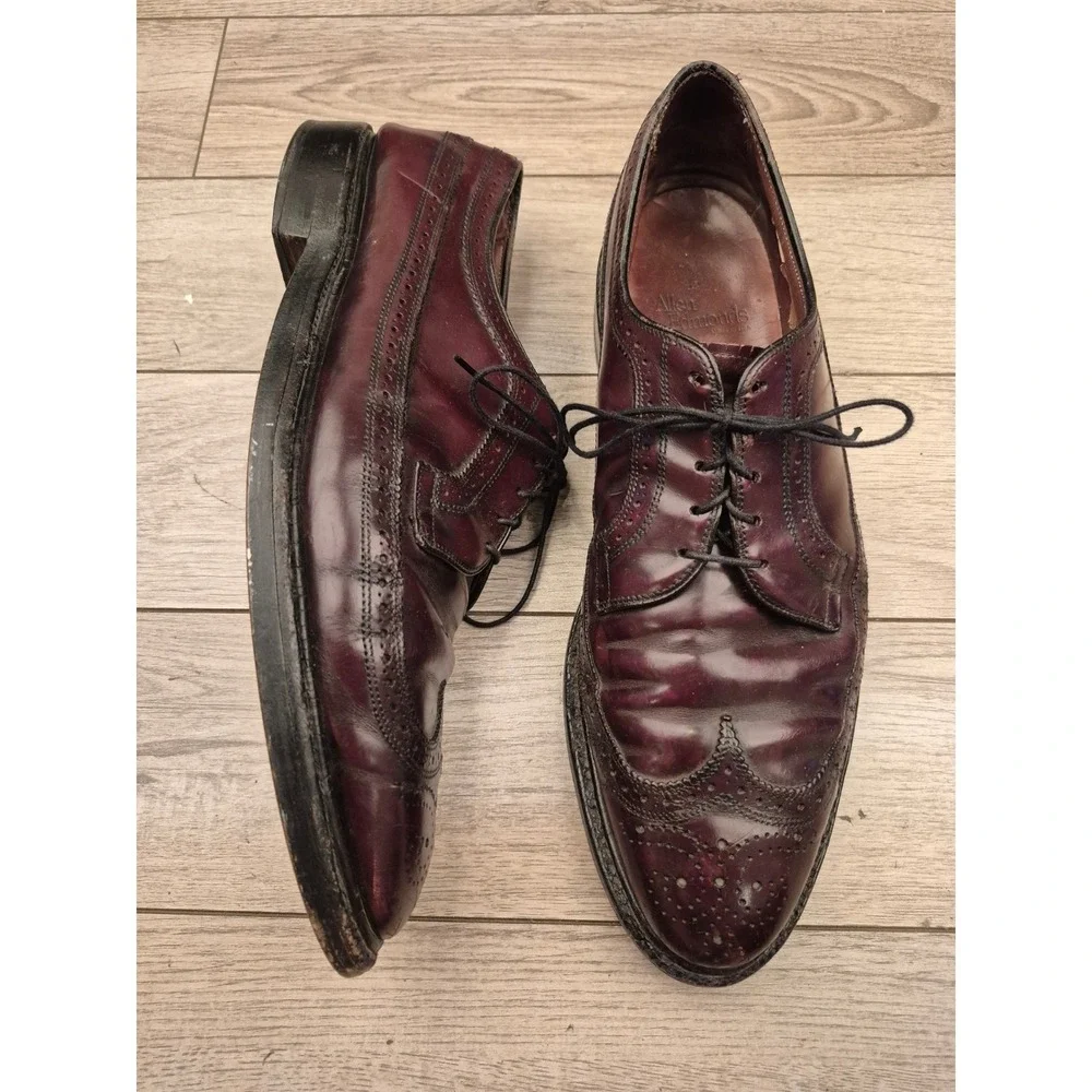 Allen Edmonds MacNeil Burgundy Leather Longwing Brogue Blucher‎ Dress Shoes 13 A